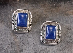 Vintage John McCray Navajo Sterling Lapislazuli Ohrringe Clip Indianer - Bild 1 von 11