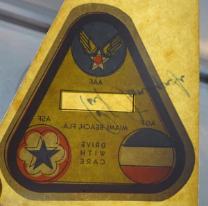 WW2 Vintage AAF ASF AGF Windshield Decal MIAMI BEACH TRAINING CENTER Florida - Picture 1 of 3