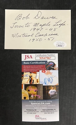 Bob Dawes Signed 3x5 Index Card JSA Certified AUTO Toronto Maple Leafs NHL RARE! - Image 1 of 4
