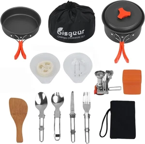 16pcs Camping Cookware Set - Backpacking Stove & Mess Kit, Pots and pans, orange - Picture 1 of 12