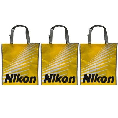 Bolso de compras reutilizable Nikon poliéster amarillo/negro paquete de 3 Foto 1 de 4