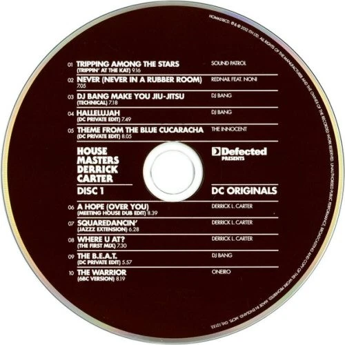 DERRICK CARTER - HOUSE MASTERS DISC 1 CD ONLY 2012 10 TRACKS HOUSE TECHNO - Image 1 of 1
