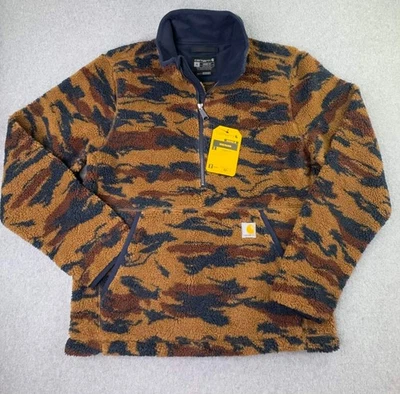 NEW Carhartt Fleece Pullover 1/4 Zip Men's Size Small Camo Sherpa Pocket Outdoor - Image 1 of 4