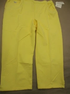 NWT Quacker Factory Size 1X Yellow Women Cotton Blend Sequin Wide Leg Capri 393 - Picture 1 of 13