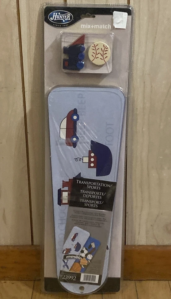 HUNTER Mix&Match Kids Ceiling Fan Blades/Pull Chains Sports, Train, Boat NEW NOS - Image 1 of 4