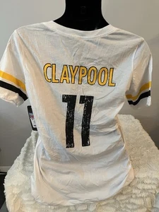 CHASE CLAYPOOL PITTSBURGH STEELERS WOMENS V-NECK SHORT SLEEVE SHIRT LARGE NWT - Picture 1 of 2