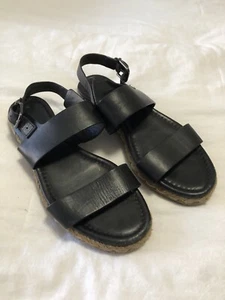 Via Spiga Slingback Sandals 8.5 Espadrilles Flatform Black Leather - Picture 1 of 9