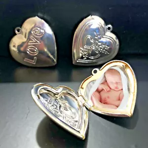 Ciondolo con portafoto argento da donna forma di cuore apribile per collana - Foto 1 di 5