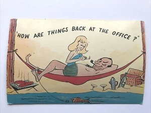 Wie geht es wieder im Büro? Vintage Humor Comic Postkarte unbespielt  - Bild 1 von 8