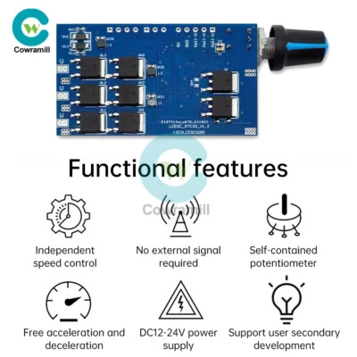 3-Phase Brushless Motor ESC Speed Controller Module W/ Hall DC12-24V 10A STC32G - Image 1 of 4