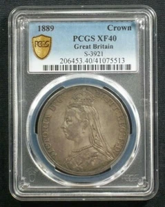 1889 UK Great Britain Silver Crown Queen Victoria PCGS XF40 5513 - Picture 1 of 3