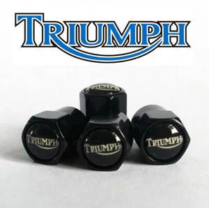 Black Triumph Wheel Valve Dust Caps. FITS ALL MODELS - Picture 1 of 3