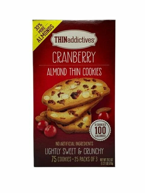 THINaddictives Cranberry Almond Thin Cookies - 20.3oz, Pack of 75
