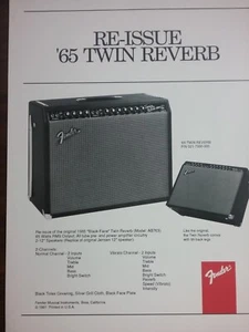 Original 1991 Fender Re-Issue '65 Twin Reverb Original Factory Promo Sheet - Picture 1 of 5