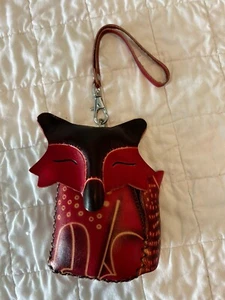 Hand Made Embossed Genuine Leather Fox Coin Purse/Wristlet/Pouch/Wallet - Picture 1 of 6