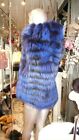 RARE and STUNNING Fox Fur Vest with Hood Royal Blue from Silver Fox $5995. SALE 