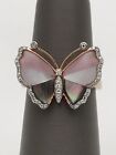 14kt RG EFFY  .15pts(tw) Natural Diamonds & Shades Of MOP, Butterfly Ring Sz. 7