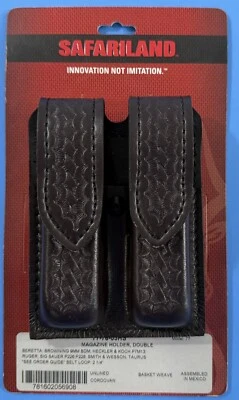 SAFARILAND 77-76-03HS DOUBLE MAG MAGAZINE HOLDER POUCH  CORDOVAN BROWN BERETTA - Image 1 of 3