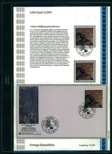 UNO ONU GINEBRA ETSB 1995/11 PRIMER DÍA HOJA DE COLECCIÓN CONFERENCIA MUNDIAL DE MUJERES MUJERES MUJERES - Imagen 1 de 2
