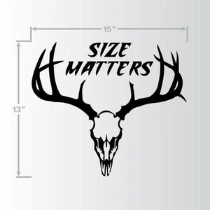 Size Matters Deer Buck Skull Rack Sport Hunting 15x13 Large BLACK Decal Sticker - Picture 1 of 1