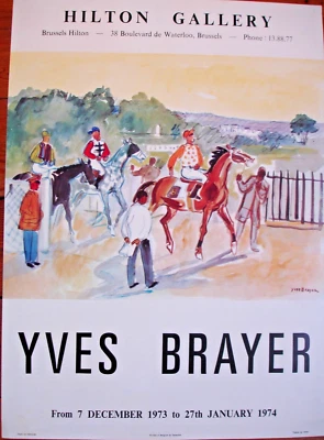 AFFICHE YVES BRAYER-1974- HILTON GALLERY- BRUXELLES-  62X45 CM - Photo 1/4