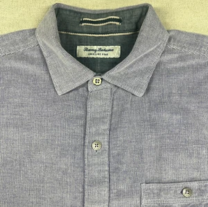 Tommy Bahama Shirt Mens Medium Gray Corduroy Coastline Cord Button Up Marlin - Picture 1 of 18