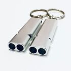 2 Silver Whistle Keychains Flat Personal Safety Survival Gear Hiking Camping USA