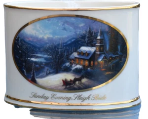 2004 THOMAS KINKADE SUNDAY EVENING SLEIGH RIDE Pencil Holder Vase Orig Box EUC - Picture 1 of 8