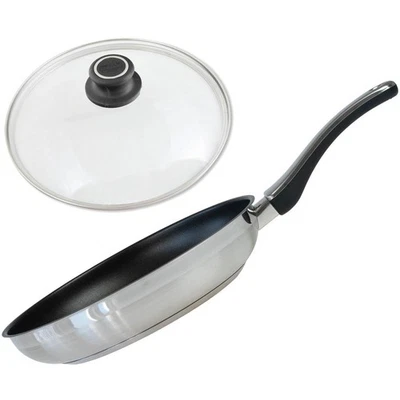 BAF Pfanne 28 cm Induktion Edelstahl Bratpfanne Antihaft beschichtet Glasdeckel - Bild 1 von 4