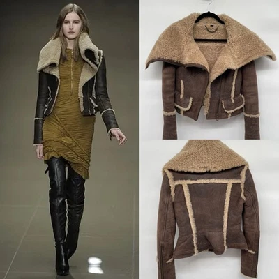 Chaqueta de aviador Burberry Prorsum FW 2010 pasarela cuero marrón piel de oveja IT 38 Foto 1 de 4