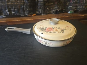 Vintage Cookware PanW/Lid Floral Pattern Flaws - Picture 1 of 5