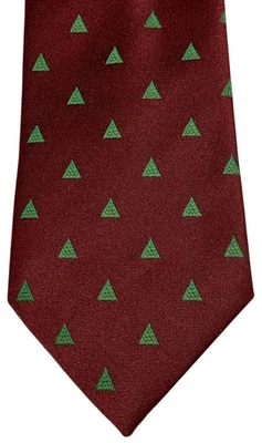 Gravata vermelha vintage masculina AVON 1985 DK com pequenas árvores de Natal triangulares - 56"L/3"W - Imagem 1 de 4