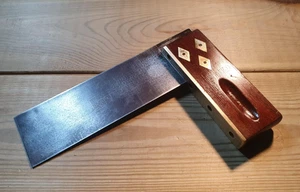 Vintage Marples Wood & Brass Tri Square Try Old Woodworking Hand Tools Carpentry - Picture 1 of 5