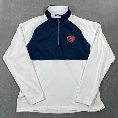 Chicago Bears Mens Large White Navy Quarter Zip Cutter & Buck Pullover NFL Shirt - Image 1 of 4