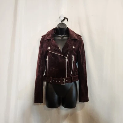 BLANKNYC 73K-9269 Plum Suede Silvertone Hardware Convertible Moto Jacket Small  - Image 1 of 4