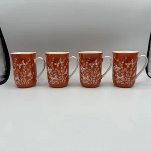Les Papillones By Shafford Mugs With Butterflies Orange, Set of 4 - Picture 1 of 9