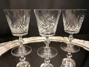 Juego de 3 copas de vino blanco de cristal de corte de molinete húngaro fino Ajka CSOPAK - Imagen 1 de 8
