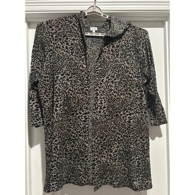 Cárdigan Avenue Animal Print con capucha manga 3/4 frente abierto talla grande Foto 1 de 4