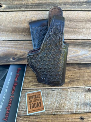 Vintage H738 Don Hume Brown Basket Leather Lined Duty Holster For KAHR K9 P9 - Image 1 of 3