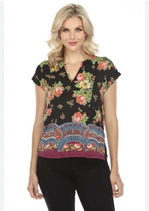 Camiseta Johnny Was The Janie Rose Spark Favorite Dolman Cuello en V Boho Pm Pequeña Mediana - Imagen 1 de 3