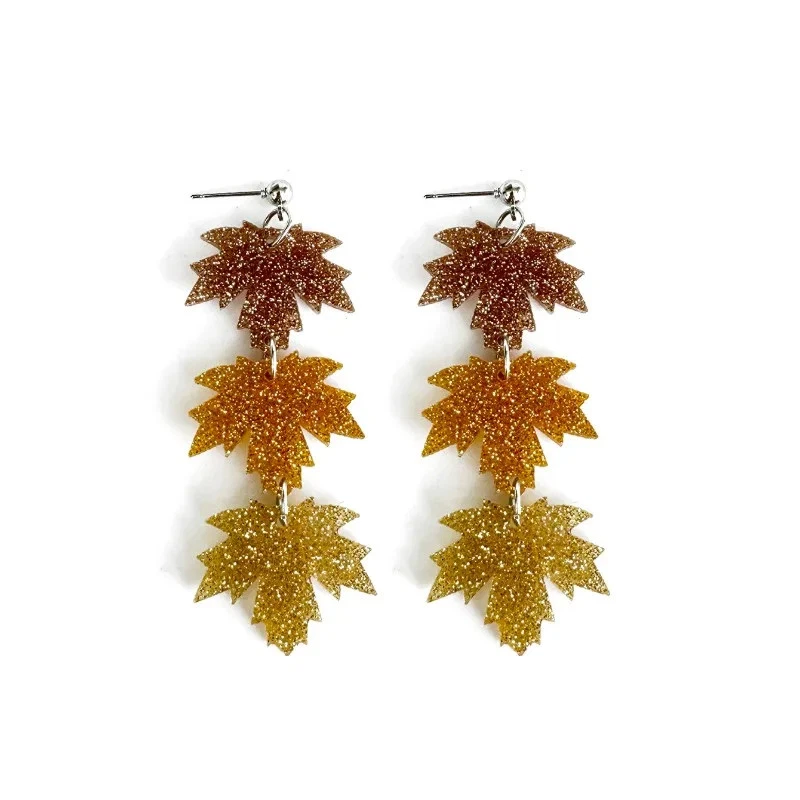 Herbst Ohrringe Tropfen Kürbis Maple Leaf Gespleißt Modisch Damen Schmuck - Bild 1 von 4
