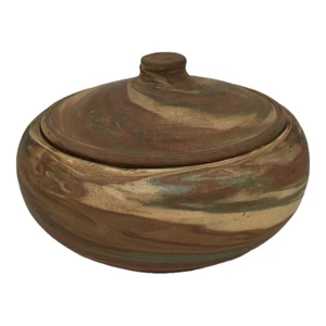 Evans Mission Swirl 1930s Vintage Hand Made Art Pottery Brown Covered Bowl - Picture 1 of 6