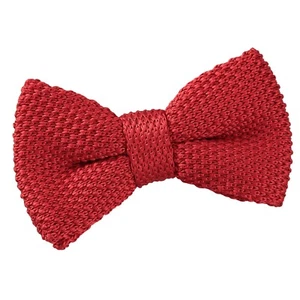 Crimson Red Boys Pre-Tied Bow Tie Knit Knitted Plain Solid Formal Bowtie by DQT - Picture 1 of 1