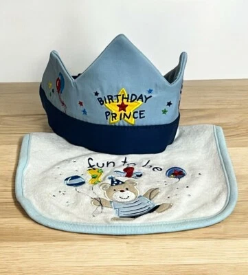 Baby’s First Birthday Soft Prince Crown And Terry Bib Miniwear One Size  - Image 1 of 4