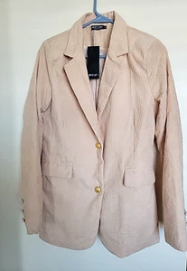 NWT Nasty Gal Women's Stone Corduroy Relaxed Single Breasted Blazer US M NEW - Picture 1 of 4