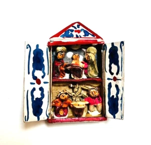 Handmade Peruvian Folk Art Diorama Nativity Retablo Peru Shadow Box 2 3/4" H - Picture 1 of 8