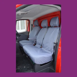 Grey Tailored Waterproof Front 3 Seat Covers for Renault Trafic Business 2014+ - Picture 1 of 2