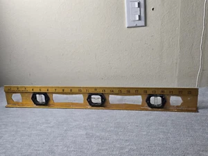 "Nivel de velocidad vintage #450-24 oro aluminio, pulgadas y mm hecho en EE. UU. 24"" de largo" - Imagen 1 de 11