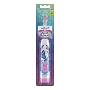 Mermaid Spinbrush Kids Electric Toothbrush Battery-Powered Soft Bristles Ages 3+ - Picture 1 of 6