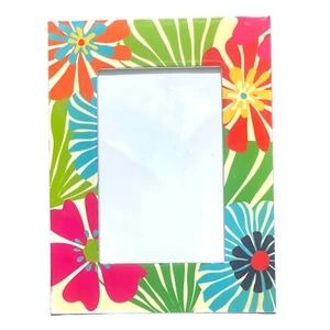 Flower Floral Photo Frame 3.5” x 5.5” / 4” x 6” Standing Easel Tropical Colorful - Picture 1 of 5